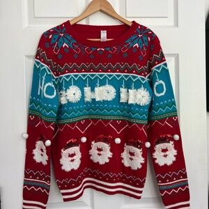 Size large No Boundaries Santa Ho Ho Ho ugly Christmas sweater.